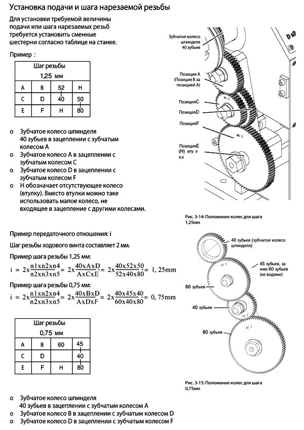 MML 180x300 Встановлення подачі та кроку різьби, що нарізається, на верстаті MML 180x300